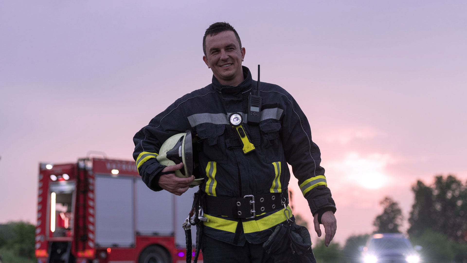 Fire fighter smiling